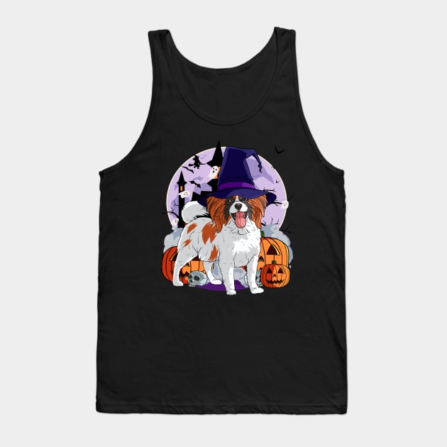 Papillon Cute Dog Scary Halloween Witch Pumpkin Tank Top by Noseking